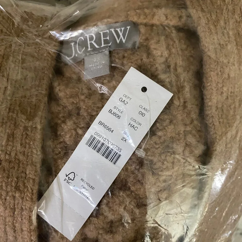 J. Crew Cable-knit stretch cardigan sweater 2X